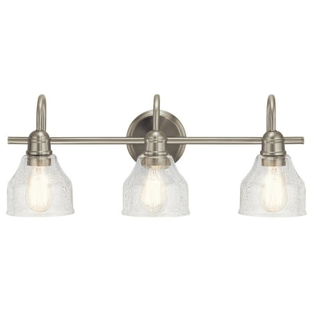 

Kichler Avery 24 3 Light Brushed Nickel Vanity Light with Clear Seeded Glass Shades