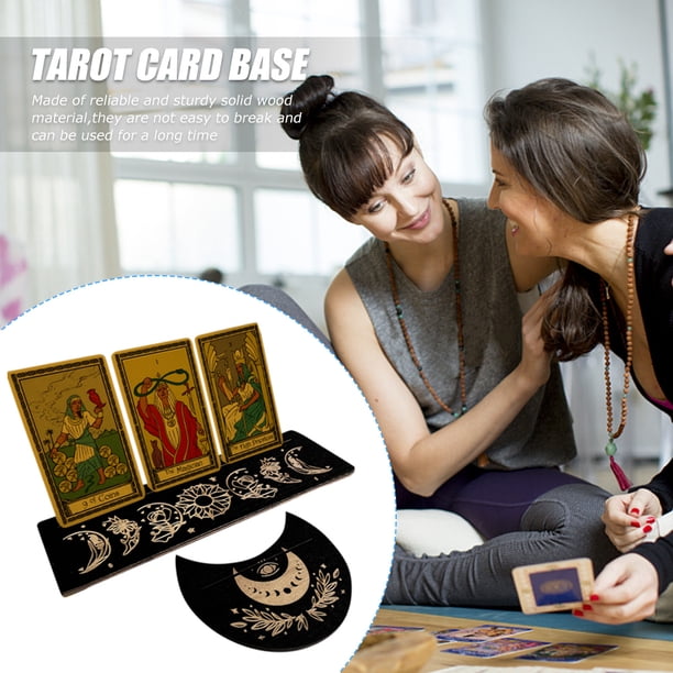 Soporte de exhibición de tarot de madera Soporte de lectura de tarot en forma de luna Regalos para entusiastas FLhrweasw Nuevo