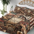 thumbnail image 3 of Ambesonne Rustic Fitted & Top Sheet Set with Shams, American Barn Western Farm, Paprika Caramel and Dark Teal, 3 of 5