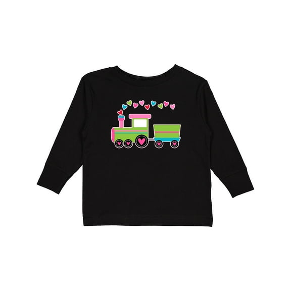 Inktastic Valentine Heart Train Boys or Girls Long Sleeve Toddler T-Shirt