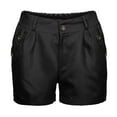 thumbnail image 6 of MRULIC shorts for women Women Fashion Solid England Style Mid Waist Casual Summer Shorts Pants Black + L, 6 of 9