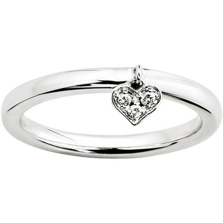 Stackable Expressions Diamond Sterling Silver Dangle Heart Ring