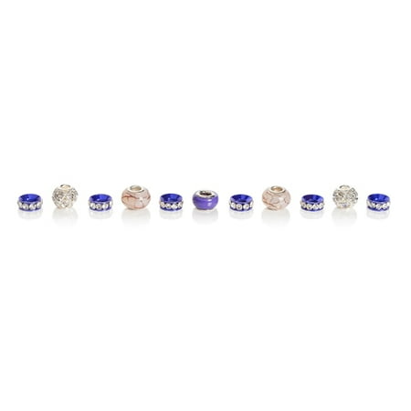 - Darice Mix & Mingle Glass Metal Lined Purple & Silver Mix Beads, 11 piece