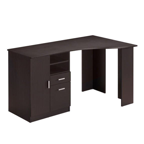 Techni Mobili Classic Engineered Wood Office Desk with Storage in Espresso