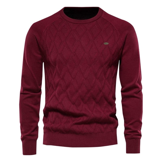 AherBiu Chandails pour Hommes Col Rond Manches Longues Tricot Automne Décontracté Thermique en Coton