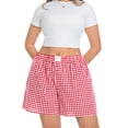 thumbnail image 4 of Cueply Plus Size Boxer Shorts for Women Summer Casual Lounge Sleep Plaid Shorts Gingham Pajama Y2K Beach Bottoms, 4 of 9
