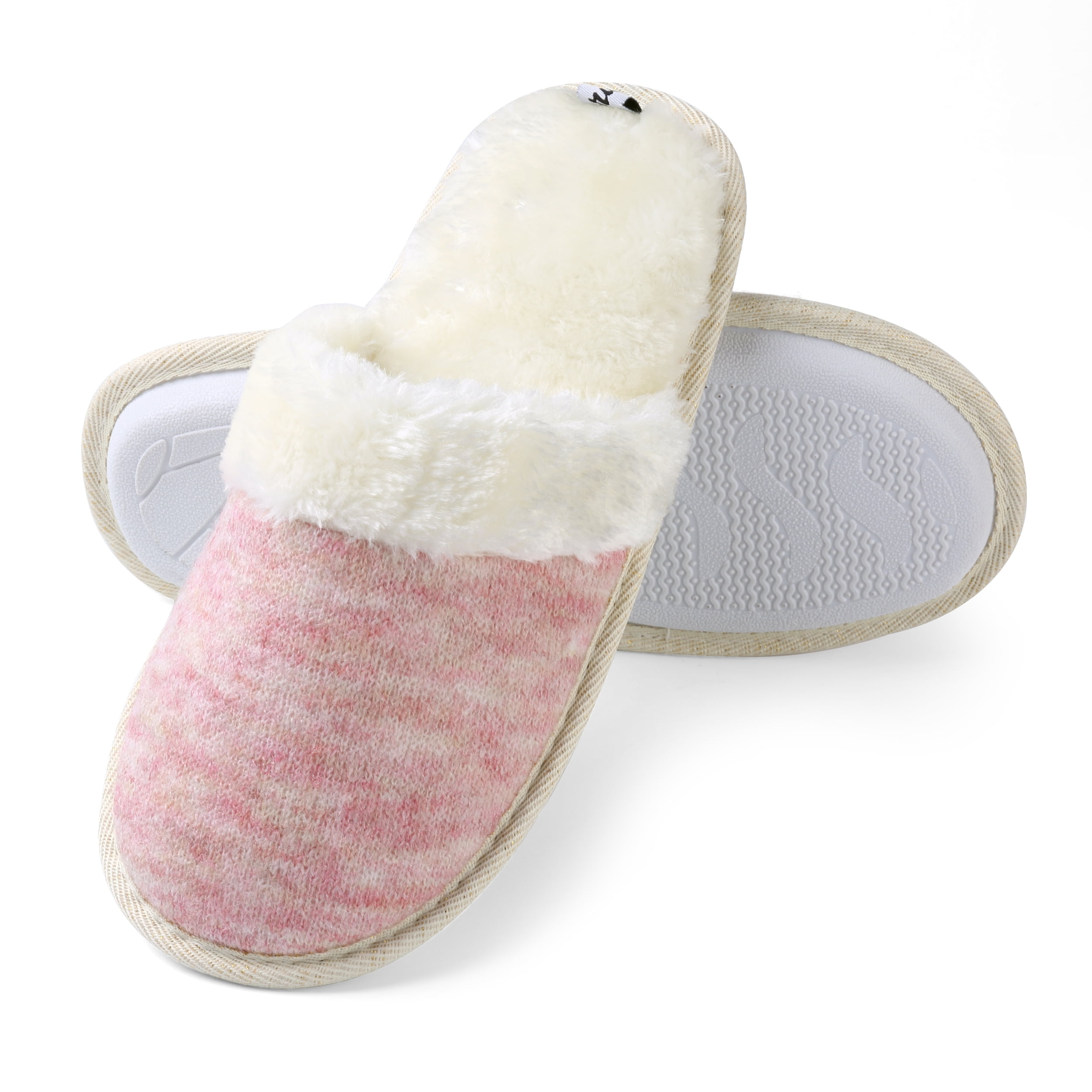 Soft Comfy Woven Non-Slip Indoor Cozy Faux Fur Relaxing Slippers