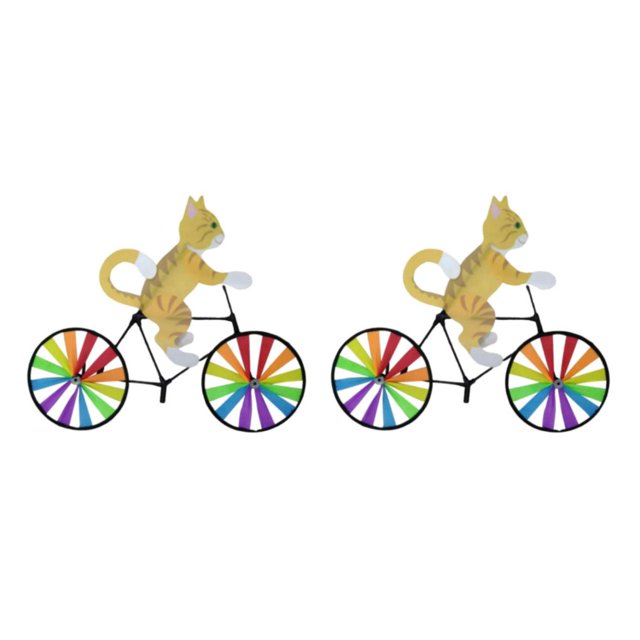 Injueey Plastic Windmill Pinwheel Wind Kids Party Garden Decor Lawn Toy gato amarillo 2Conjunto