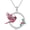 Cardinal Round Necklace, variant on Hummingbird/Phoenix/Owl/Dove/Flamingo/Raven/Blue Jay/Cardinal/Peacock/Eagle/Parrot/Robin Necklace for Women 925 Sterling Silver Bird Pendant Necklace Animal Jewelry Gift for Mother Wife
