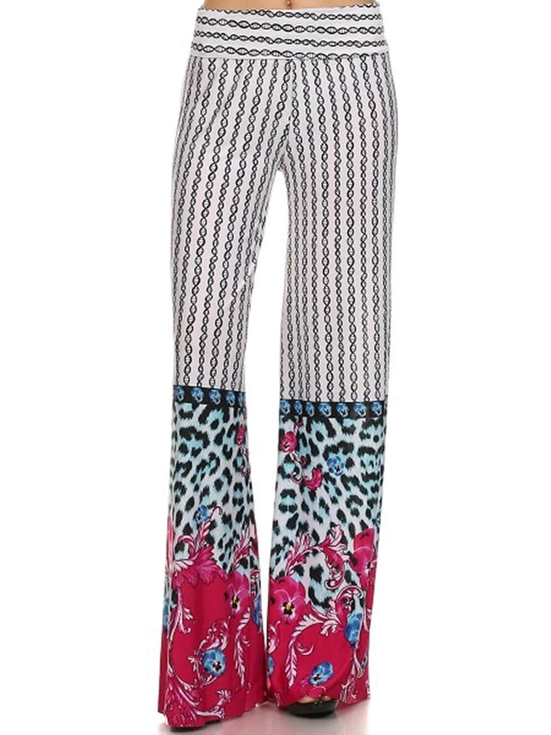 Women's High Waist Full Length Wide Leg Palazzo Pants with Fold Over Waist  Band - Walmart.com