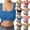 #02 Blue, variant on Women's U-Back Ribbed Square Neck Tank Tops, Built-in Bra with Removable Pads, Sleeveless Workout Yoga Athletic Tops for Summer Casual Wear ,M,Pink