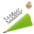 thumbnail image 1 of Suministros para decoración de tartas Juego de boquillas para manga pastelera Juego de boquillas y mangas pasteleras desechables 1 manga pastelera reutilizable con 14 boquillas de acero inoxidable y 1 adaptador de boca Jeringa de decoración para tortas brillar Electrónica, 1 of 4