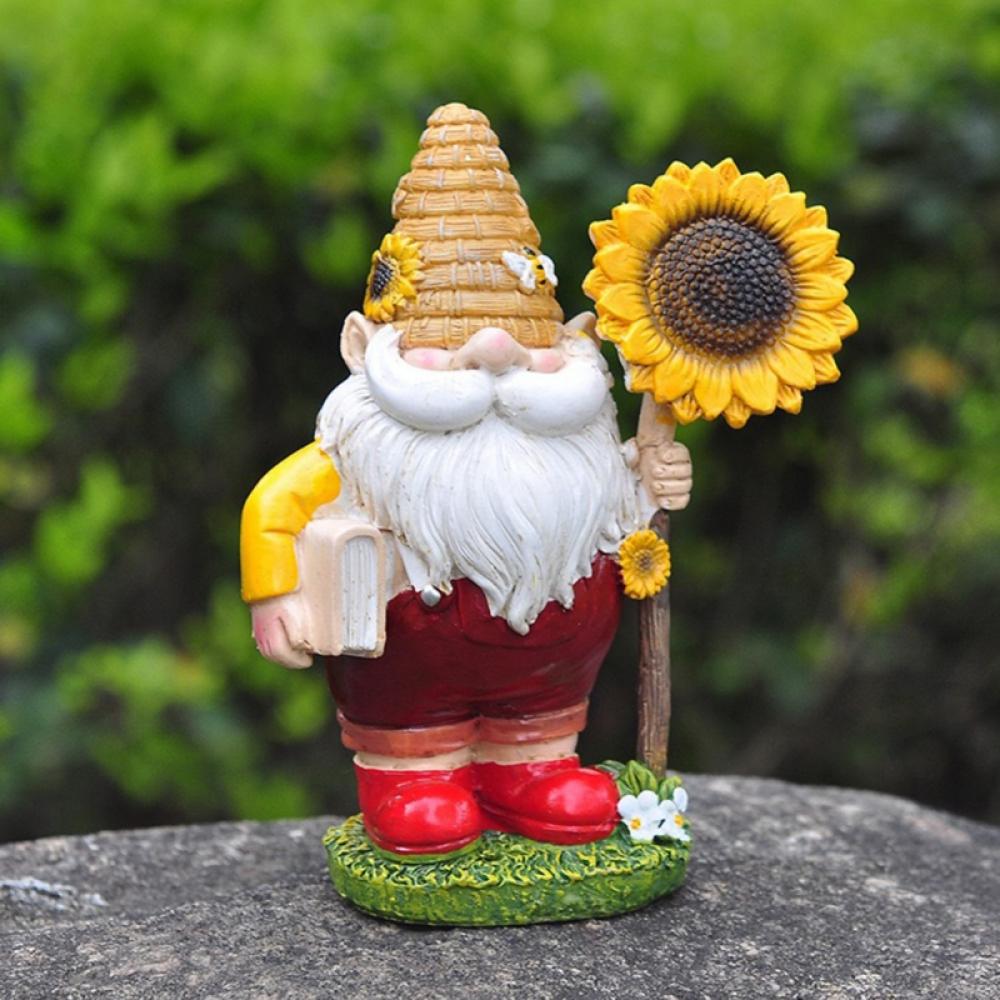 MOOSUP Sunflower Gnome Statue Sunflower Garden Gnome Statues for