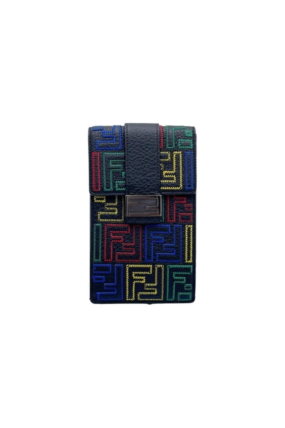 Pre-Owned FENDI Zucca Phone Holder 7AS120 Shoulder Bag in Multicolor Leather for Men and Women