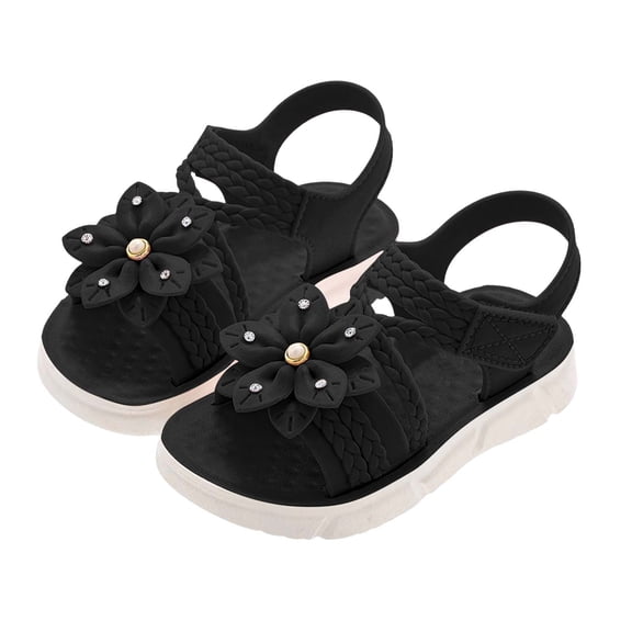 IVEYRTF Girls Floral Soft Sole Non Slip Sandals Summer Outdoor Activities Casual Everyday Lightweight Breathable Sandal Shoes