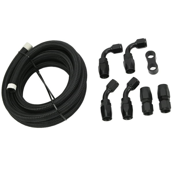 Nylon Braided Oil Fuel Hose,3 Meter Fuel Line AN Fuel Line Kit A Fitting  Adapter Solid Performance