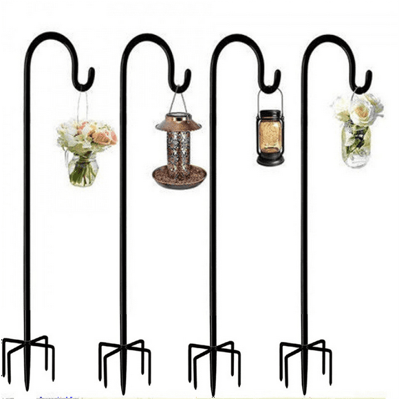 48inch Outdoor Shepherd'S Hook, Heavy Duty Bird Feeder Post for Hanging Lanterns, Bird Feeders with 5-Foot Base