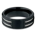thumbnail image 2 of 8mm Matte Black Titanium Ring Silver Rope Cable Design Titanium Ring Men Women Titanium Band Comfort Fit, 2 of 3