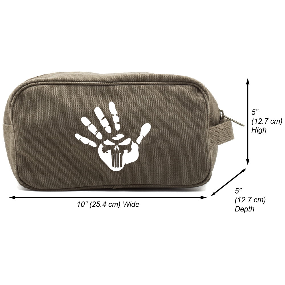 Punisher We Know Handprint Canvas Messenger Shoulder Bag Olive /& Black