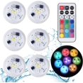 thumbnail image 1 of 6pcs Mini Submersible LED Lights, Waterproof Underwater Lamp RGB Multicolor LED Candles Lighting with Remote Controls for Swimming Pool Pond Aquarium Vase Halloween Christmas Decoration, 1 of 5