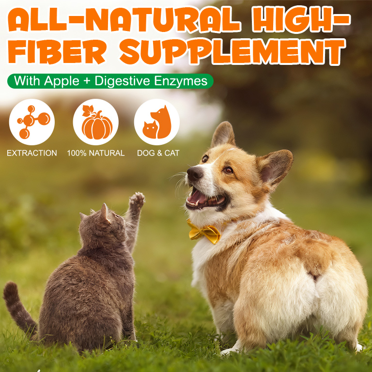 Oimmal Pumpkin for Dogs & Cats, All Natural Fiber with Digestive Enzymes, Apple, Healthy Stool & Digestive Support, Diarrhea, Constipation Relief, Pumpkin Powder for to Make Puree 2Pack