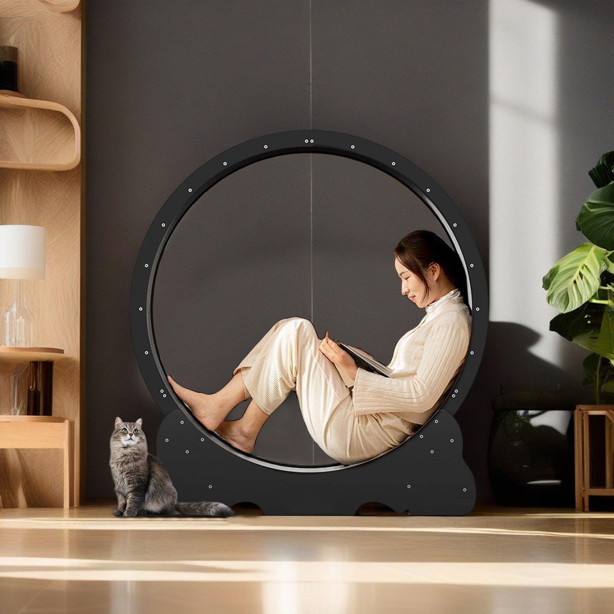 Pefilos 45" Large Cat Treadmill, Cat Exercise Treadmill with Carpeted Runway, Running Wheels For Indoor Cats, Cat Hamster Treadmill Wheel, Cat Gifts, Black