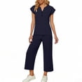 thumbnail image 4 of Purcolt Womens Two Piece Lounge Sets Summer Casual V Neck Tunic Tops with Elastic Waist Pants Lightweight Business Work Office Matching Outfits Set, 4 of 7