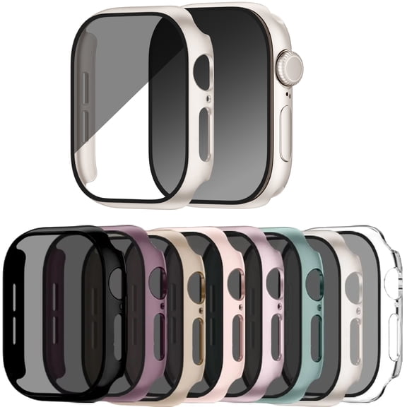 Comvin 8 Pack Privacy Case Compatible with Apple Watch Screen Protector 44mm 40mm SE Series 6 5 4, Anti-Spy Tempered Glass Film Full Protective PC Bumper for Apple Watch Case 44mm Accessories