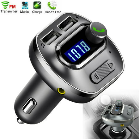Bluetooth FM Transmitter for Car, Wireless Radio Transmitter Adapter with USB Port, Music Player Support Aux Output, TF Card, Hands Free for iPhone, (Best Music Player For Iphone 4s)