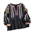 thumbnail image 3 of Blusa bordada para mujer Jersey cómodo Top bordado para mujer para verano Negro, 3 of 7
