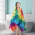 thumbnail image 6 of Colorful Tie Dye Mandala Pattern Hooded Bath Towel，60"x35" for Ages 3 To 12 Kids, Quick Dry Lightweight Soft Microfiber Hood Beach Towel Cover Up for Kids, 6 of 7