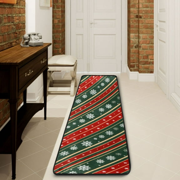 Ryvnso Christmas Snowflake Pattern Hallway Runner Rugs Floor Carpet Non Slip Entryway Mat 2' x 6'