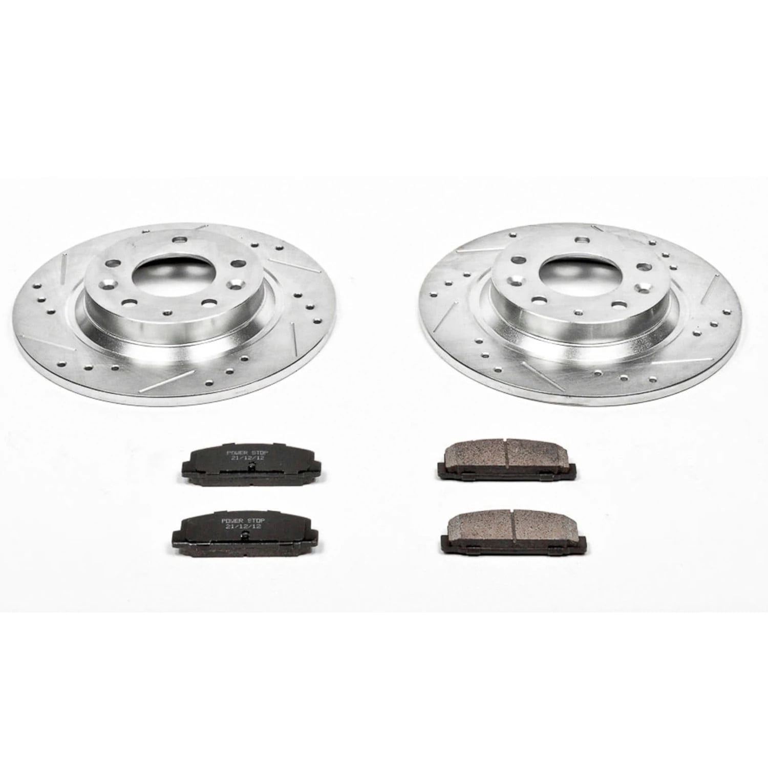 PowerStop Rear Z23 Evolution Sport Carbon-Fiber Ceramic Brake Pad and Drilled & Slotted Rotor Kit Fits: MAZDA Select Models K2452