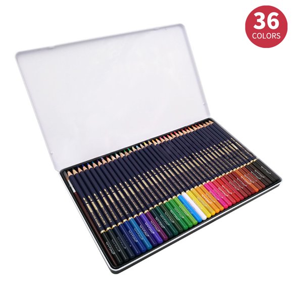 NYONI Professional Watercolor Pencils Set 12/24/36/48/72/100 Colored Pencils Water Soluble Color Pencils with Brush and