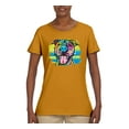 thumbnail image 2 of Cute Happy Smiling Dog Rainbow Pitbull Dog Lover Womens Graphic T-Shirt, Gold, 2XL, 2 of 3