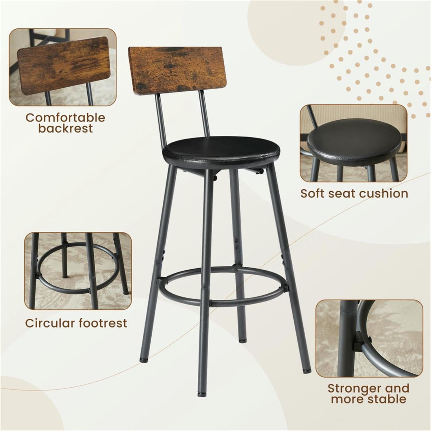 Demi Bonn 7-Piece Dining Table Set with 6 PU Leather Bar Chairs,dustrial Kitchen Bar Table Furniture Sets for Living Room, Brown