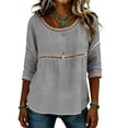 thumbnail image 4 of Womens Floral Babydoll Tops，Lightweight Gauze 3/4 Sleeve Blouses Plus Size Bohemian Clothes Floral Blouses For Women Womens Summer Tops Beach Vacation Blouses Women'S Print T Shirt XL, 4 of 9