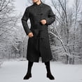 thumbnail image 2 of Fgnfyis Mens Winter Jacket Longline Open Front Knit Cardigan Norse Retro Warm Coat Trench Coat Men Black XL, 2 of 8
