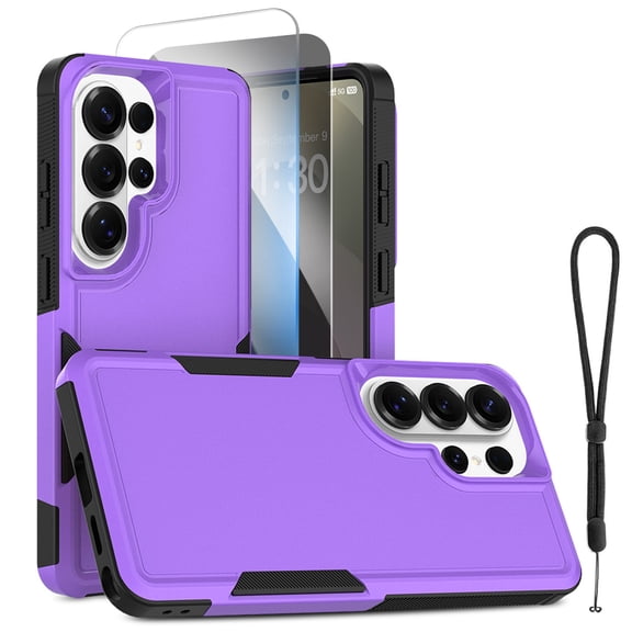 Mynvo Full Body Shockproof Case for Samsung Galaxy S25 Ultra with Lanyard, Privacy Screen Protector and Transparent Tempered Glass Protector