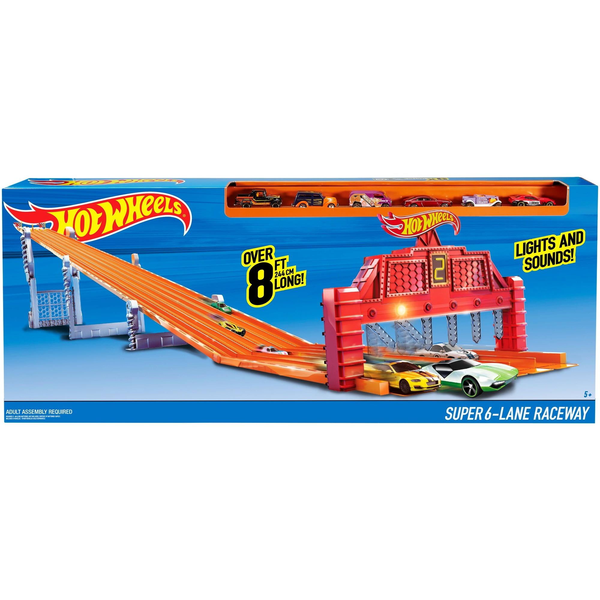 Super 6 Lane Raceway Finish Line Extender hot Wheels Super 6 Raceway  Extension Compatible With Hot Wheels and Matchbox Cars and Track 