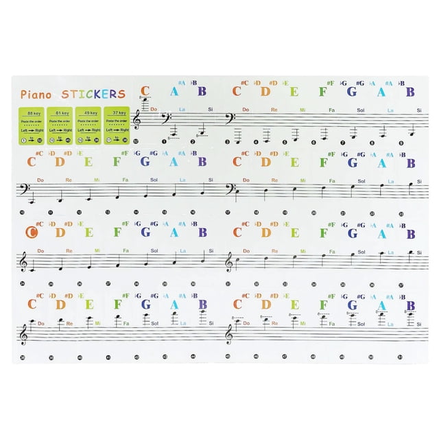 Hearth & Gear Removable Piano Key Stickers For Beginners Kids And Adults Easy To Install Note Labels For 88 Key Full Size Keyboards Kids Musical Instruments Set Musical Instruments for Kids Ages 10-14