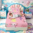 thumbnail image 3 of Manfei 3D-Printed Axolotl Twin Fitted Sheet,Cute Salamander Pattern Bedding,2-Piece,1 Fitted Sheet and 1 Pillowcase, 3 of 6