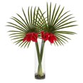 thumbnail image 1 of Nearly Natural 1543-RD Fan Palm & Calla Lily Artificial Arrangement - Red, 1 of 1