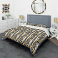 thumbnail image 3 of Designart 'Retro Luxury Waves In Gold And Blue I' Mid-Century Modern Duvet Cover Set, 3 of 4