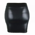 thumbnail image 2 of Women Mini Skirt PU Leather Elasticity High Waist Fit Skinny Matte Cozy Skirt, 2 of 7