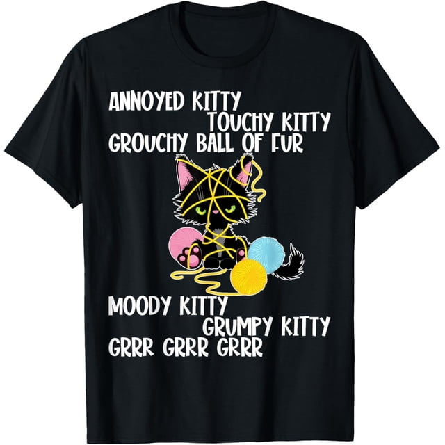 Annoyed Kitty Touchy Kitty Grouchy Ball of Fur, camiseta divertida de gato