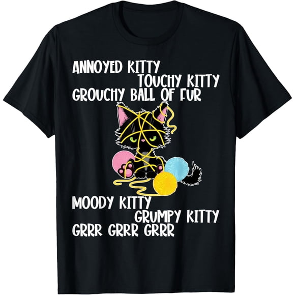 Annoyed Kitty Touchy Kitty Grouchy Ball of Fur, camiseta divertida de gato