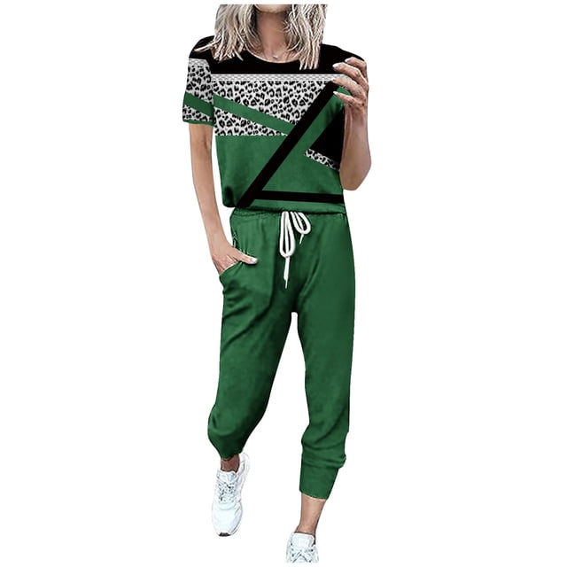 Conjunto de Deportes Casuales de Manga Corta de Ajuste Suelto, Dos Piezas de Ocio de Poliéster para el Uso Diario, el Hogar Y la Primavera Del Verano