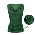 thumbnail image 7 of Oplxuo Cowl Neck Tank Tops for Women Dressy Summer Casual Ruched Sleeveless Business Casual Going Out Tee Shirts Blouse, 7 of 7