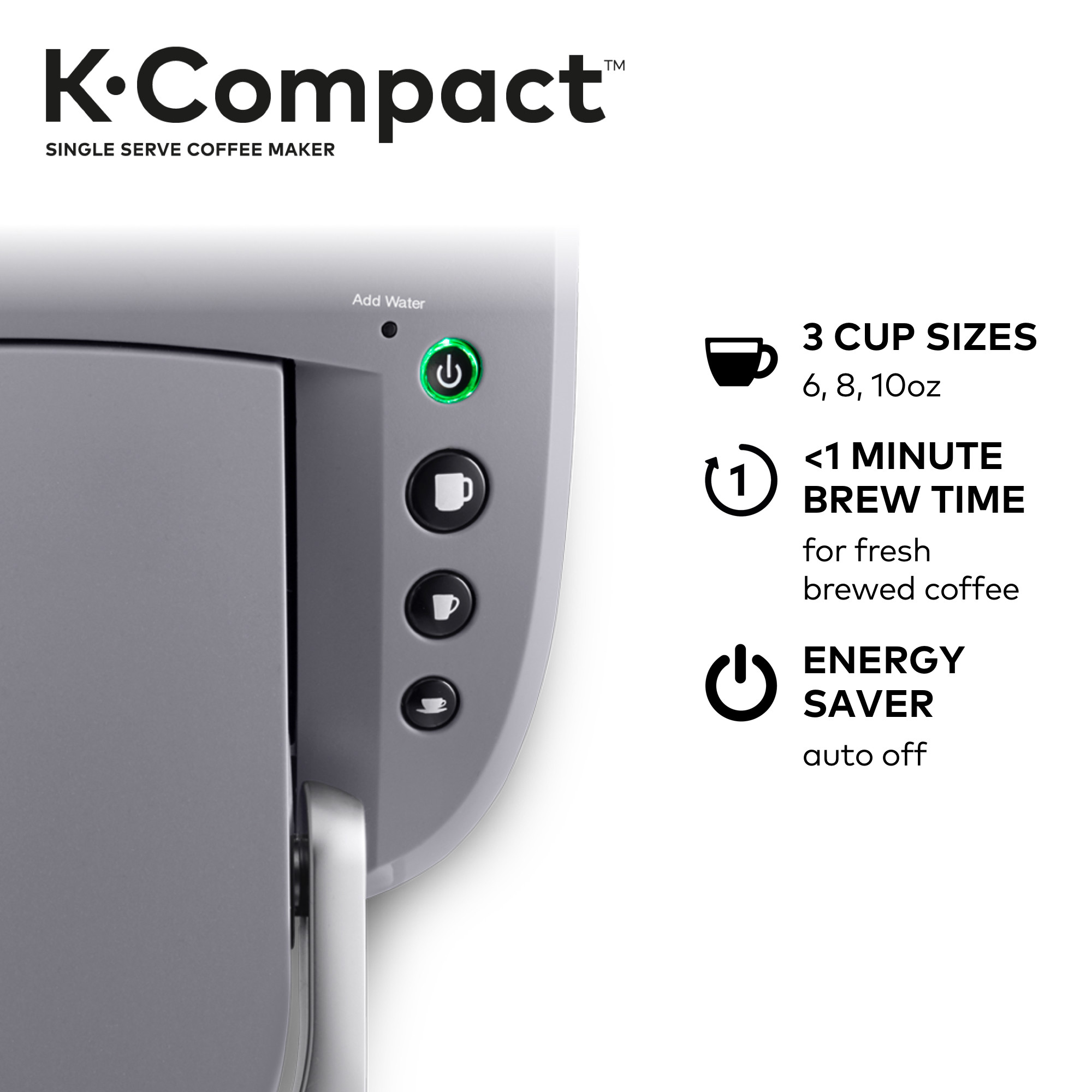 Keurig K-Compact Single-Serve K-Cup Pod Coffee Maker, Moonlight Grey - image 7 of 8